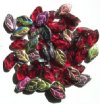 50 12mm Transparent Ruby Vitrail Glass Leaf Beads